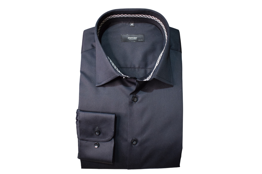 Mmer - čierna jednofarebná slim fit košeľa