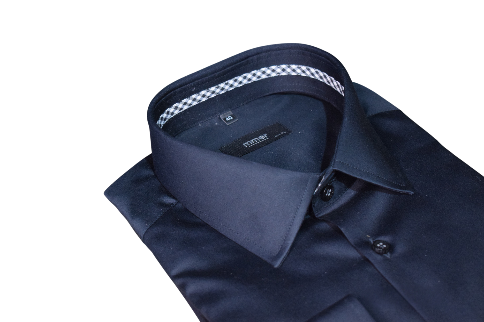 Mmer - čierna jednofarebná slim fit košeľa