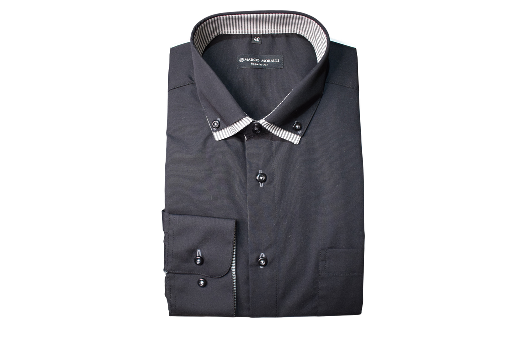 Marco Moralli -  čierna košeľa s button-down golierom