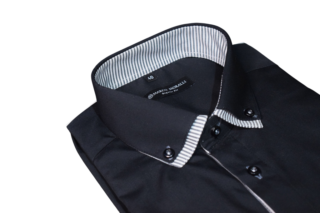Marco Moralli -  čierna košeľa s button-down golierom