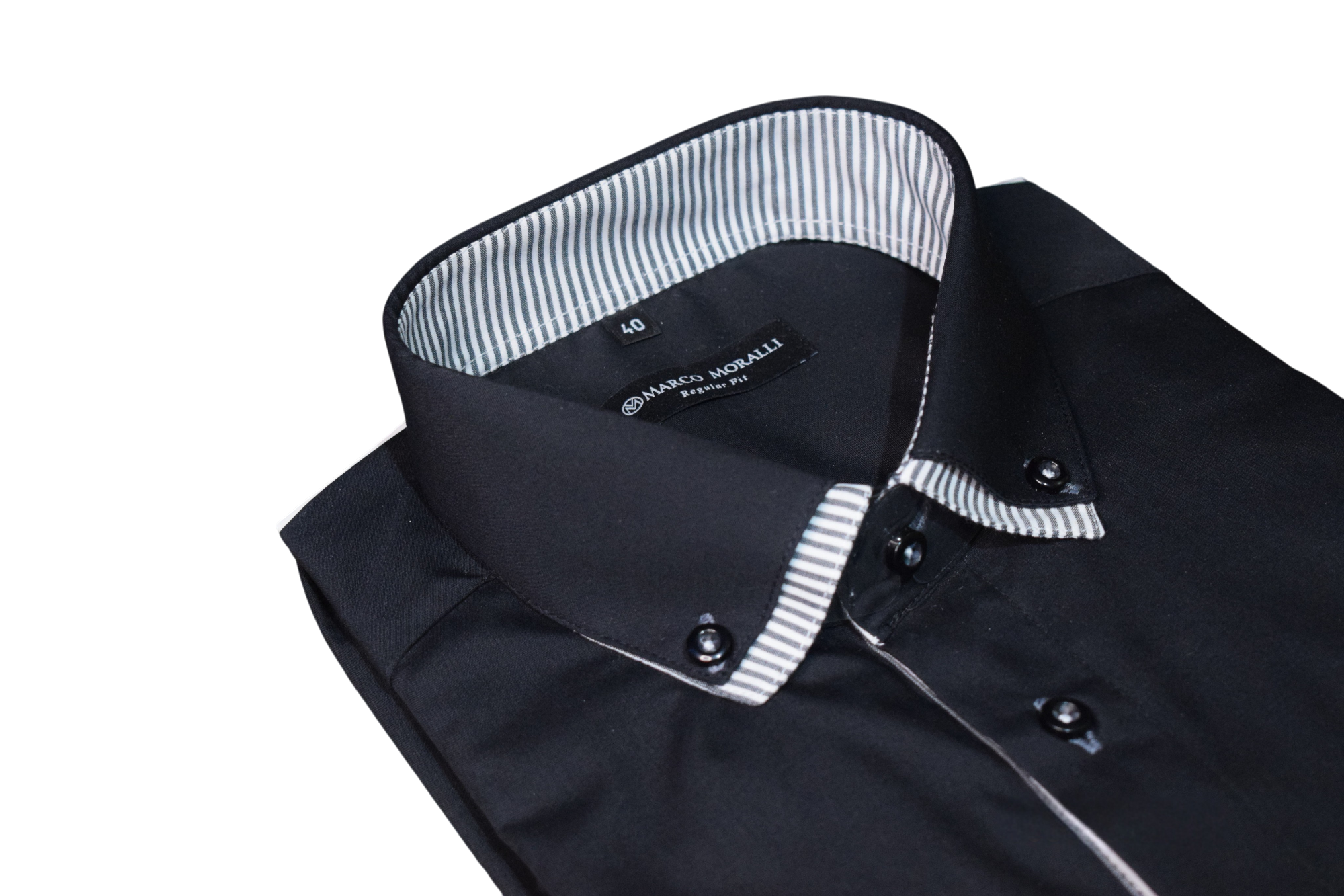 Marco Moralli -  čierna košeľa s button-down golierom