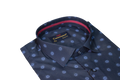Camminare – tmavomodrá slim fit košeľa s kruhovým vzorom