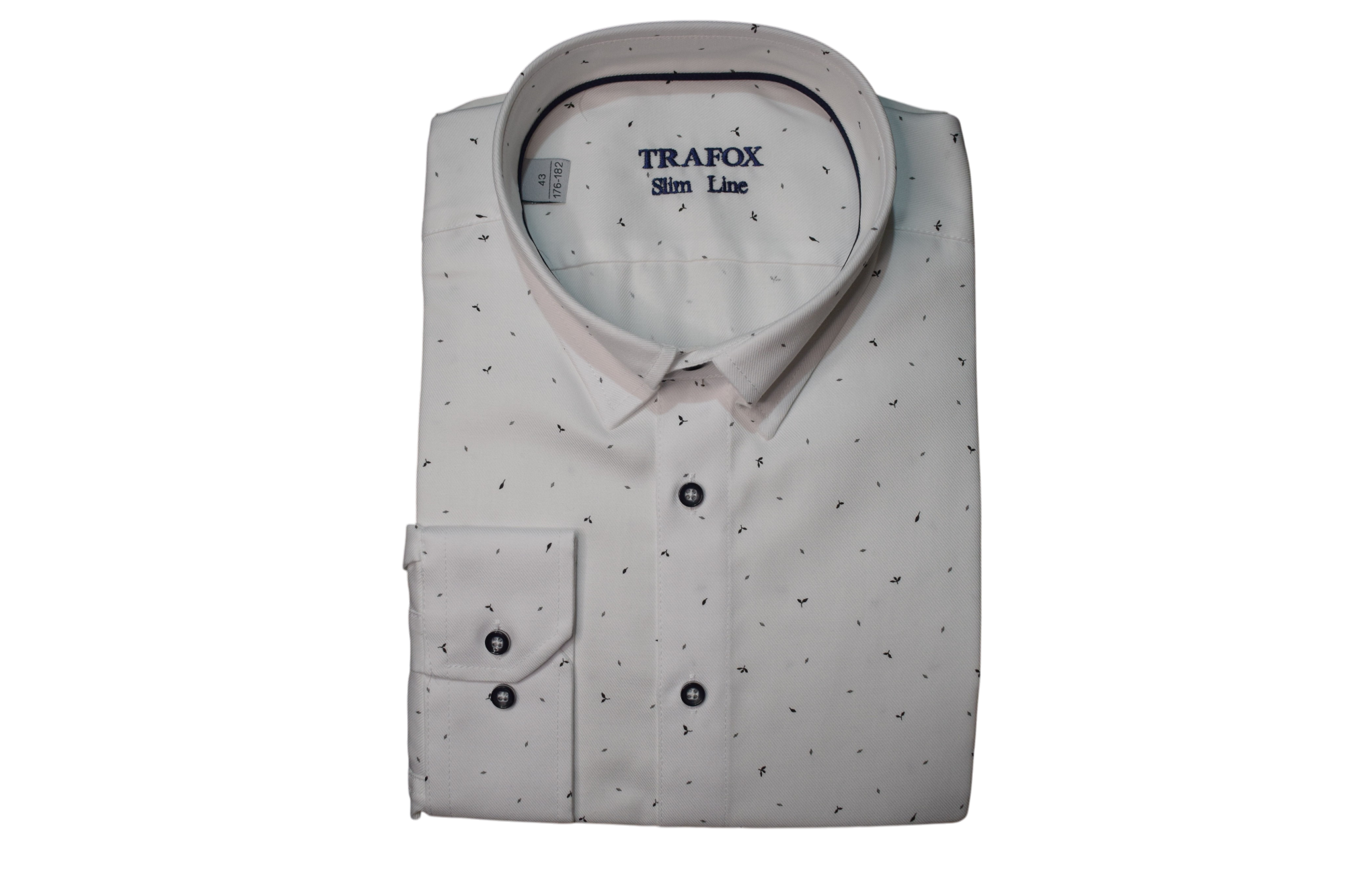 Trafox – biela košeľa s modrými vtáčikmi