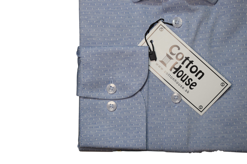 Cotton House – modrá funkčná košeľa s tkaným vzorom