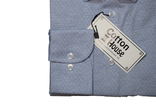 Cotton House – modrá funkčná košeľa s tkaným vzorom