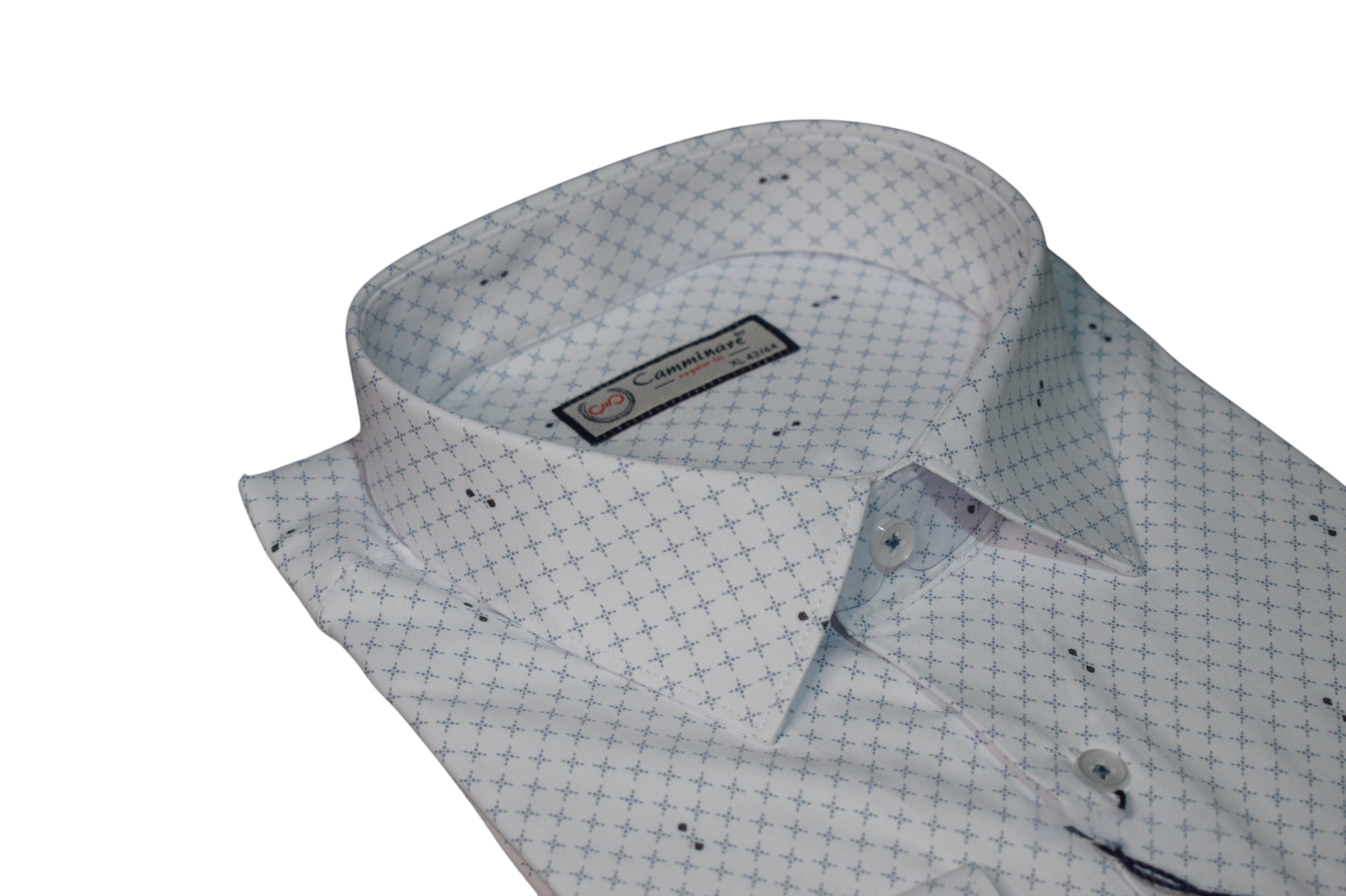 Camminare – biela regular fit košeľa s geometrickým vzorom