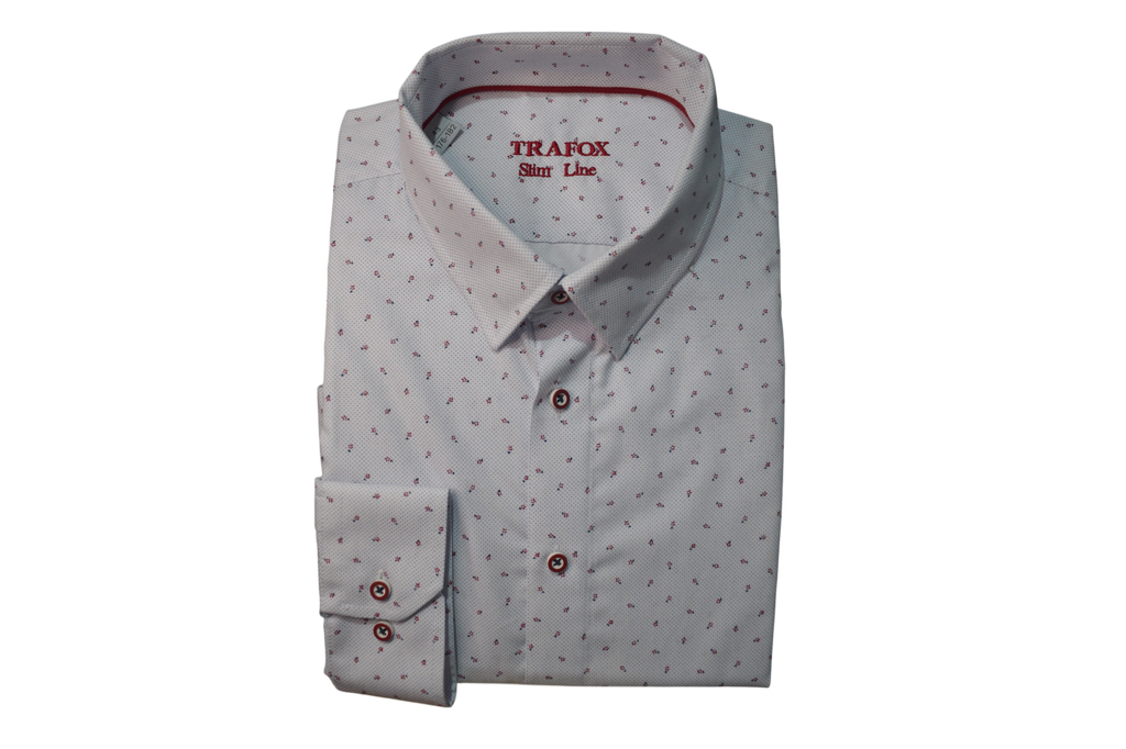 Trafox – biela košeľa s červenými kvetinkami