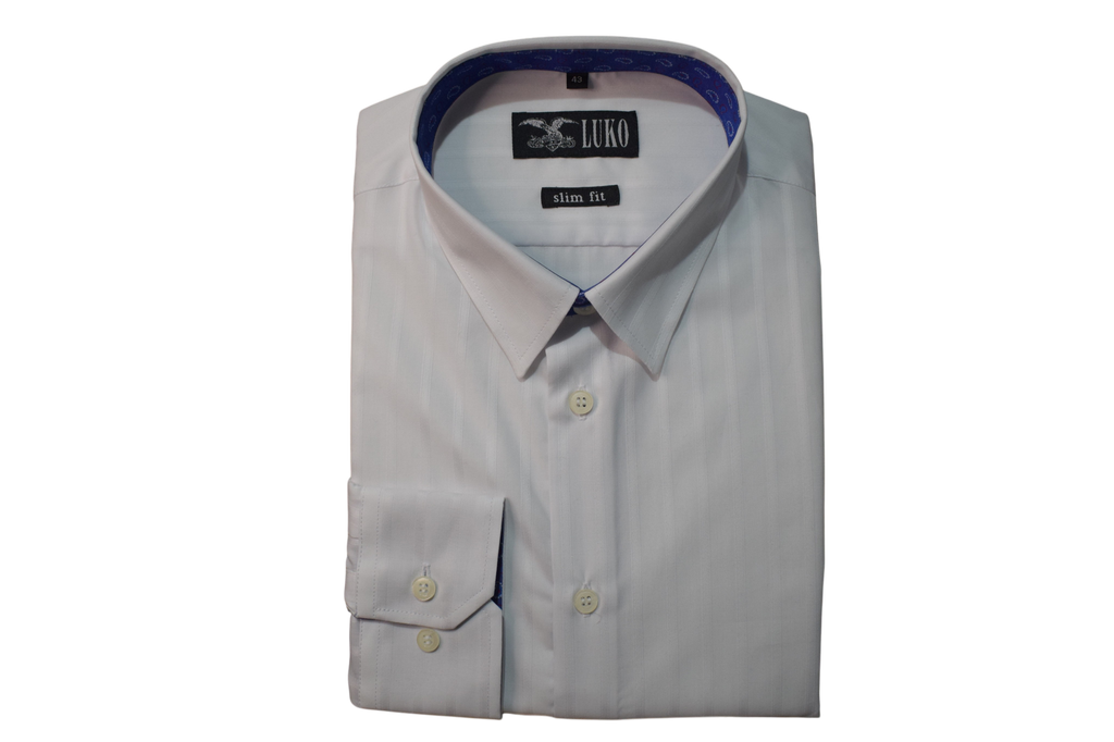 Luko – biela slim fit košeľa s modrým podšitím