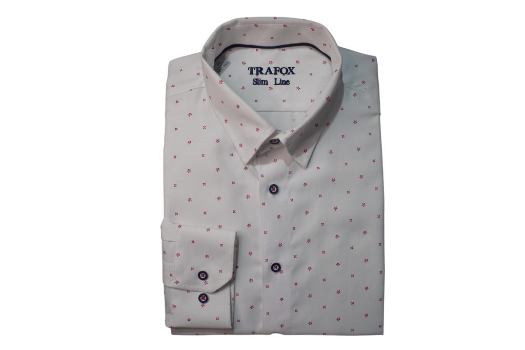 Trafox – biela košeľa s červenými hviezdičkami